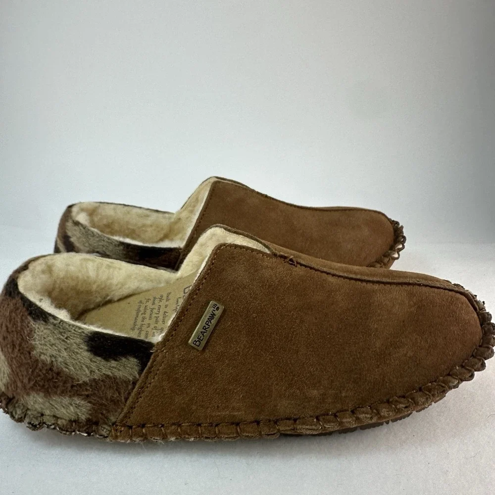 BEARPAW Marc Slippers Men's Size 9 Hickory Suede Sheepskin Lined New In Box